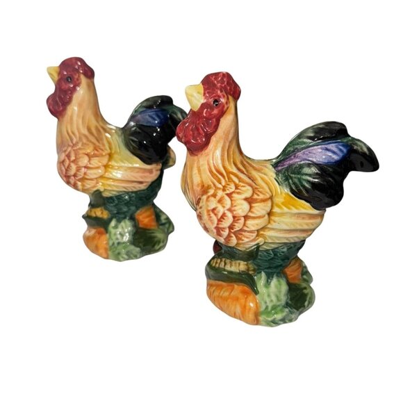 Vintage Ceramic Rooster Figurine Set - Picture 1 of 6